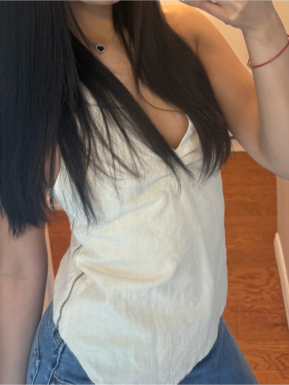 Zara Light Cream Halter Tank Top